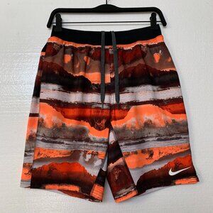 Nike Adventure 9" Mens Size S Volley Swim Short/ Stylish Pattern Orange